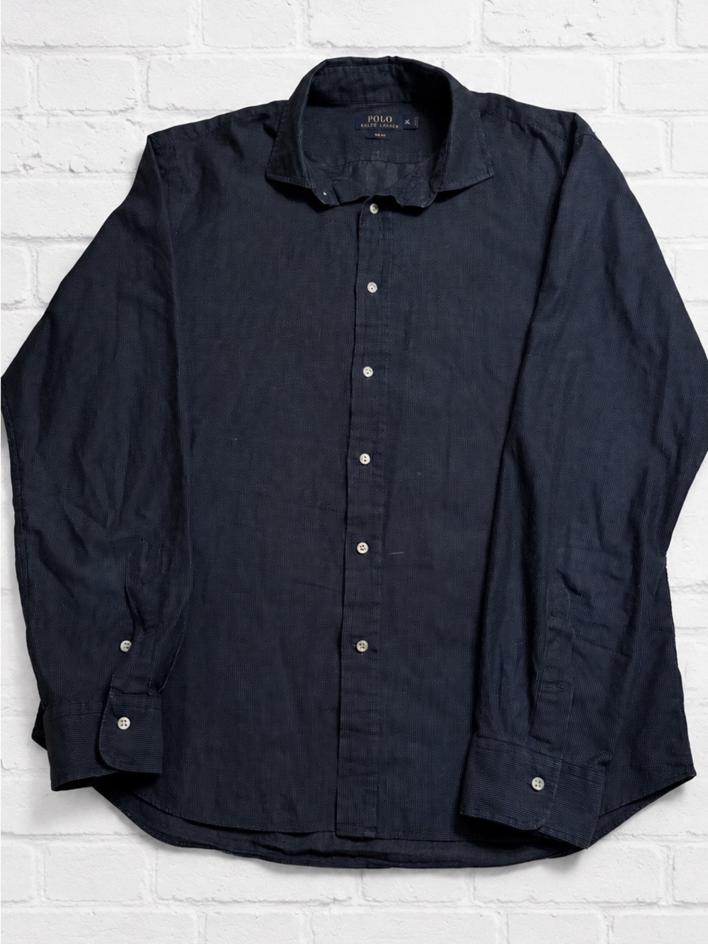 Ralph Lauren Men's Dark Navy Button-Up Dress Shirt XL